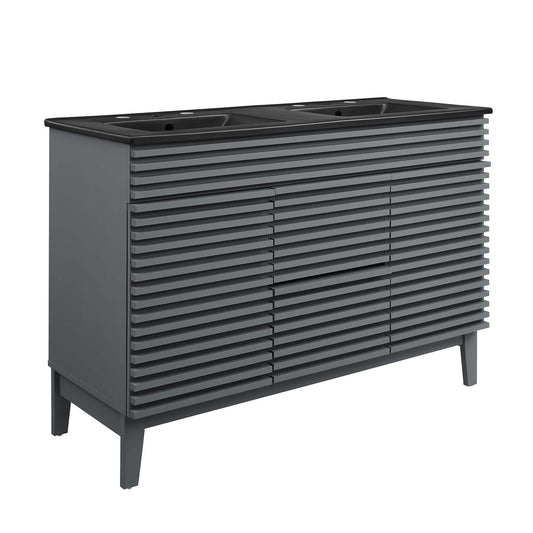 Ventra Double Sink Vanity Unit, Extra Large, Gray & Black