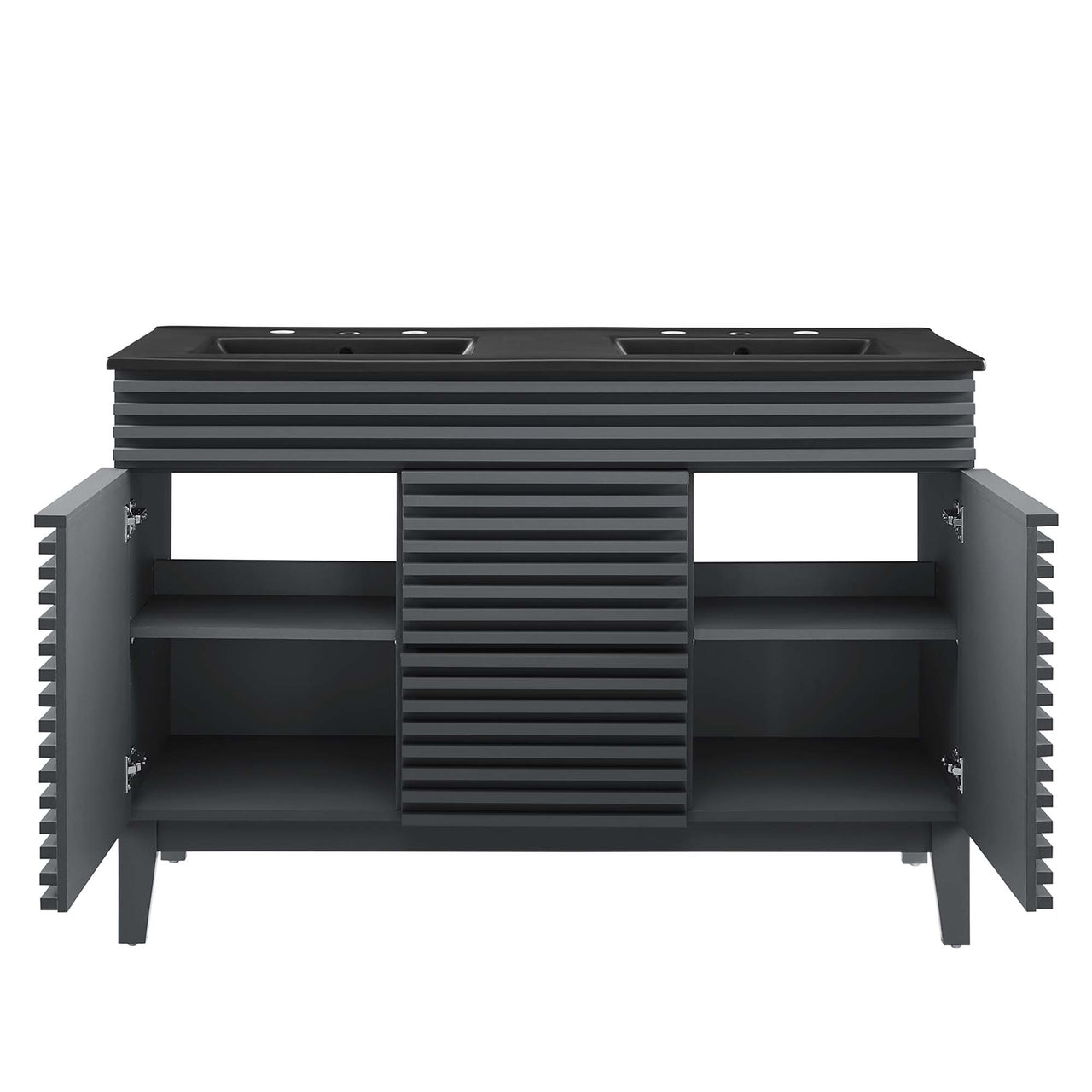 Ventra Double Sink Vanity Unit, Extra Large, Gray & Black