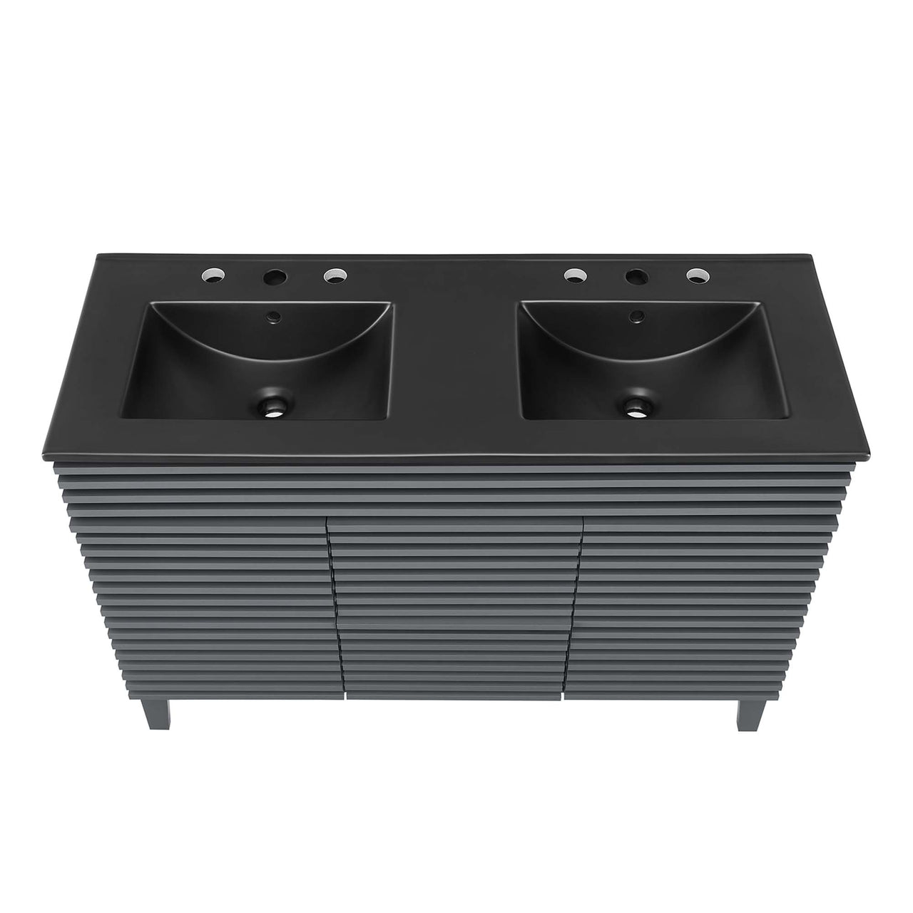Ventra Double Sink Vanity Unit, Extra Large, Gray & Black