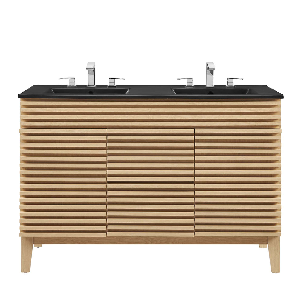 Ventra Double Sink Vanity Unit, Extra Large, Oak & Black