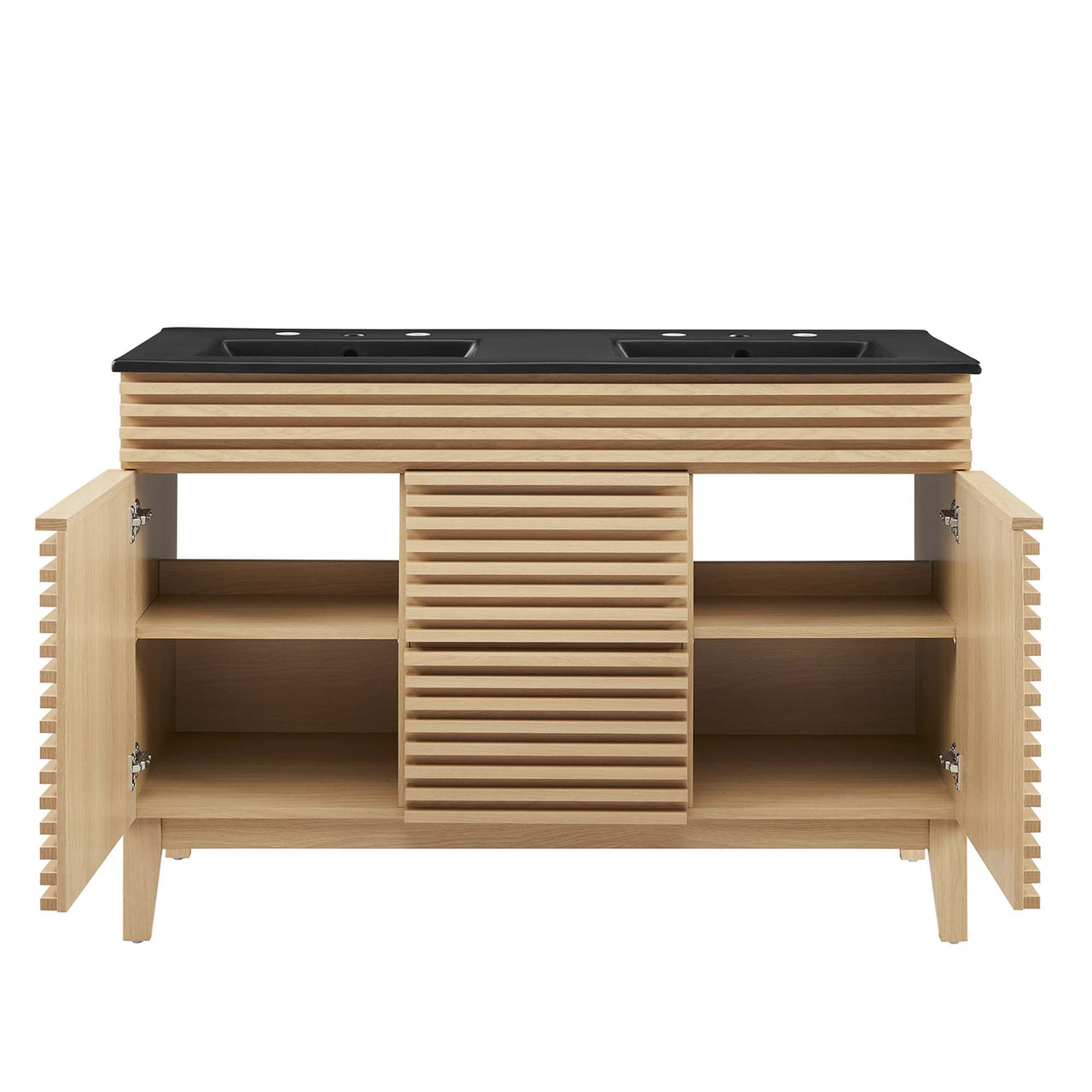 Ventra Double Sink Vanity Unit, Extra Large, Oak & Black