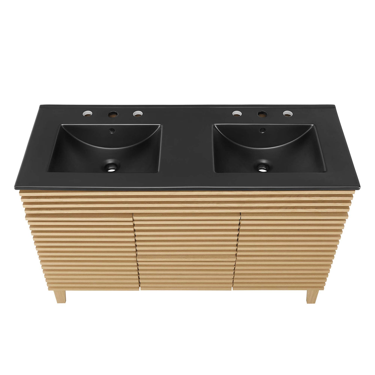 Ventra Double Sink Vanity Unit, Extra Large, Oak & Black