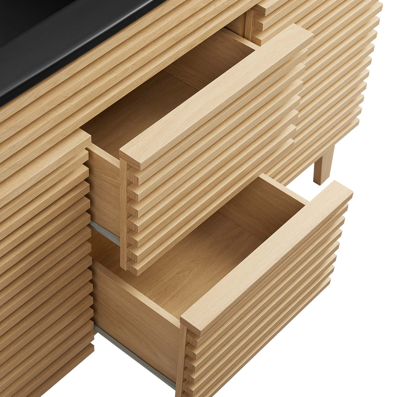 Ventra Double Sink Vanity Unit, Extra Large, Oak & Black