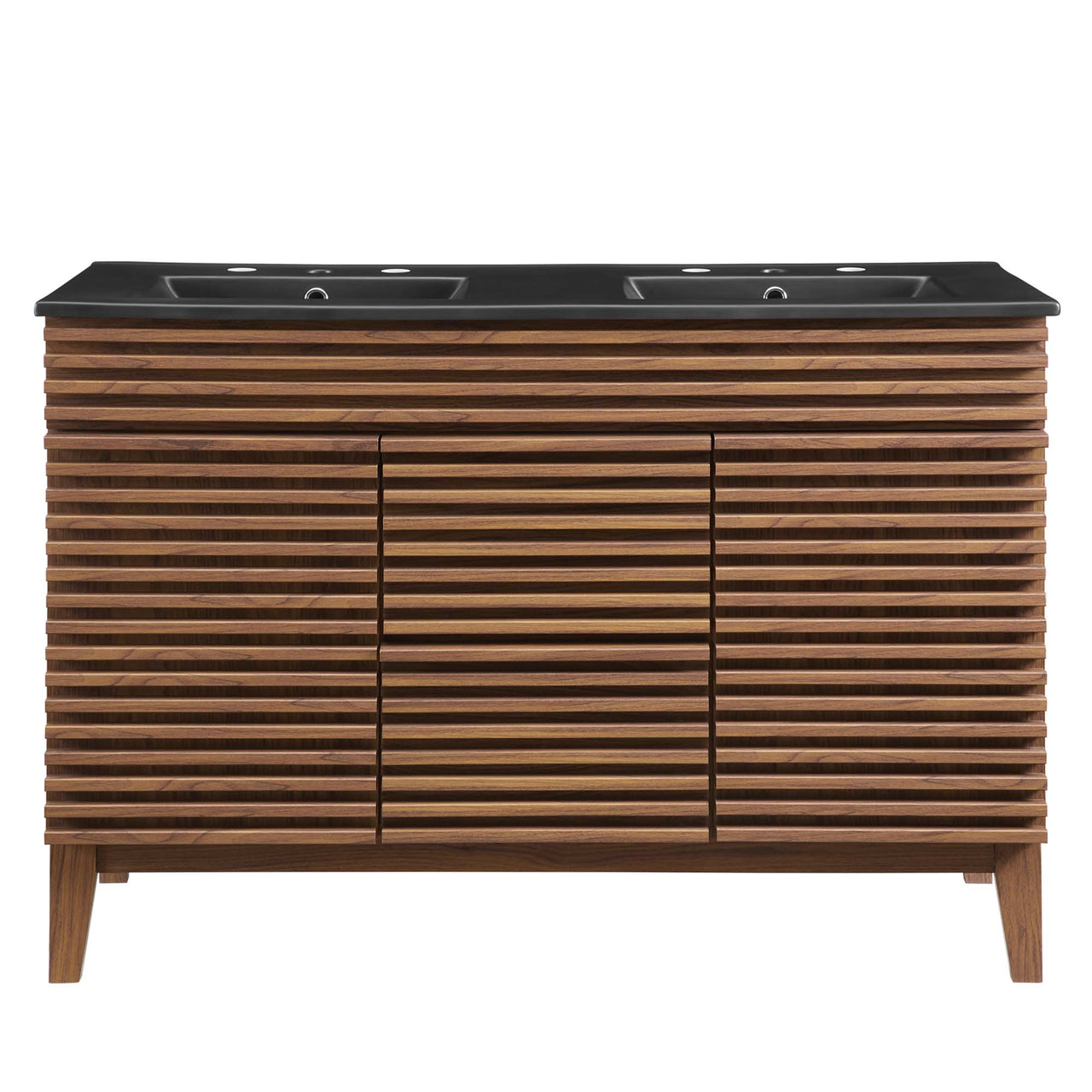 Ventra Double Sink Vanity Unit, Extra Large, Walnut & Black