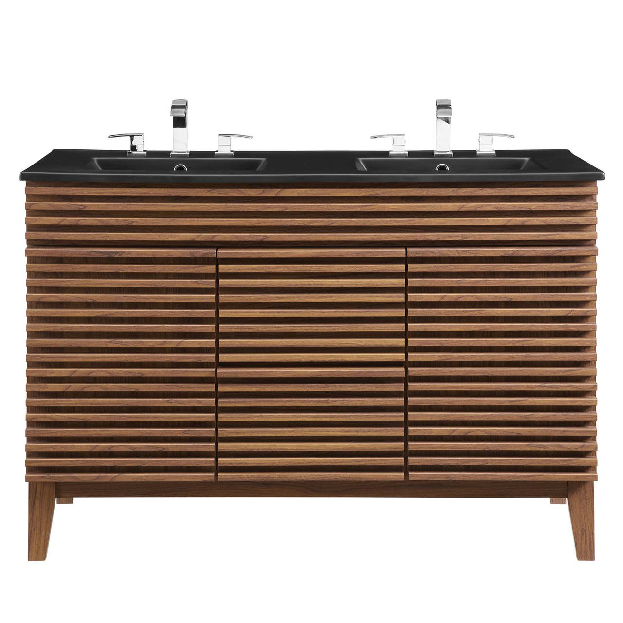 Ventra Double Sink Vanity Unit, Extra Large, Walnut & Black