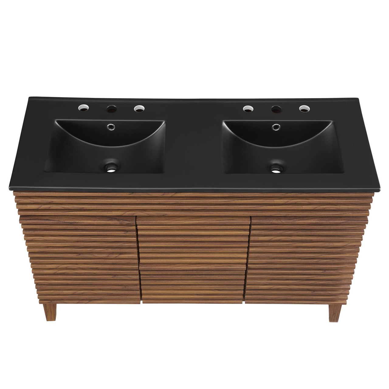 Ventra Double Sink Vanity Unit, Extra Large, Walnut & Black