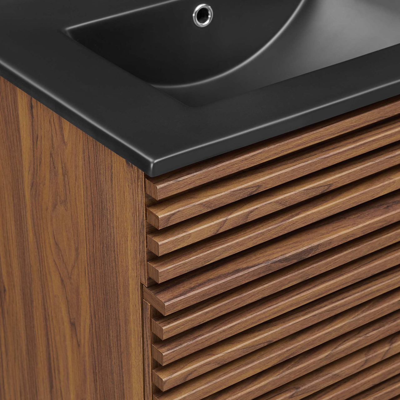 Ventra Double Sink Vanity Unit, Extra Large, Walnut & Black
