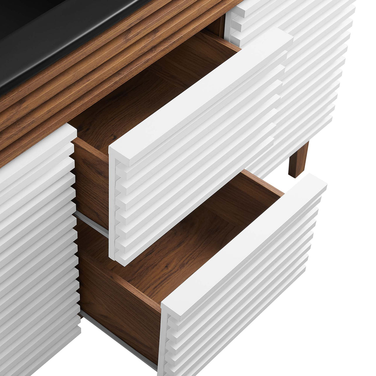 Ventra Double Sink Vanity Unit, Extra Large, White, Walnut and Black