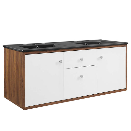 Erisen Floating Vanity Unit, Extra Large, Walnut & Black