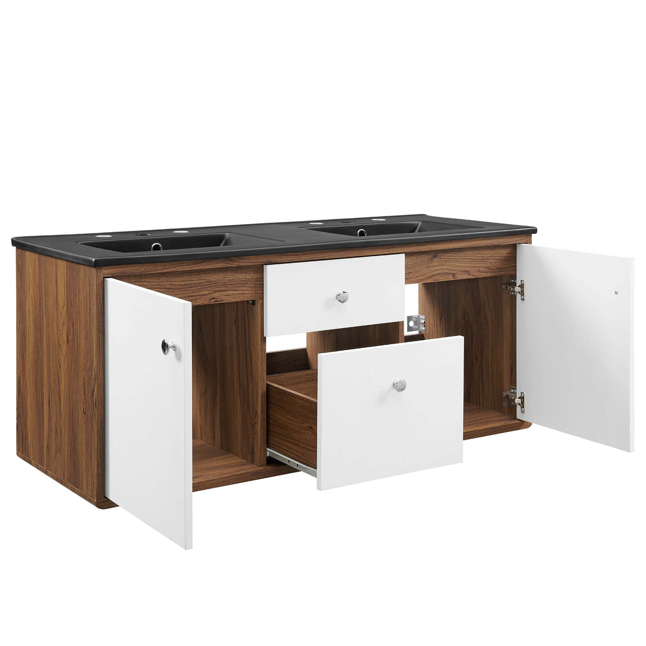 Erisen Floating Vanity Unit, Extra Large, Walnut & Black