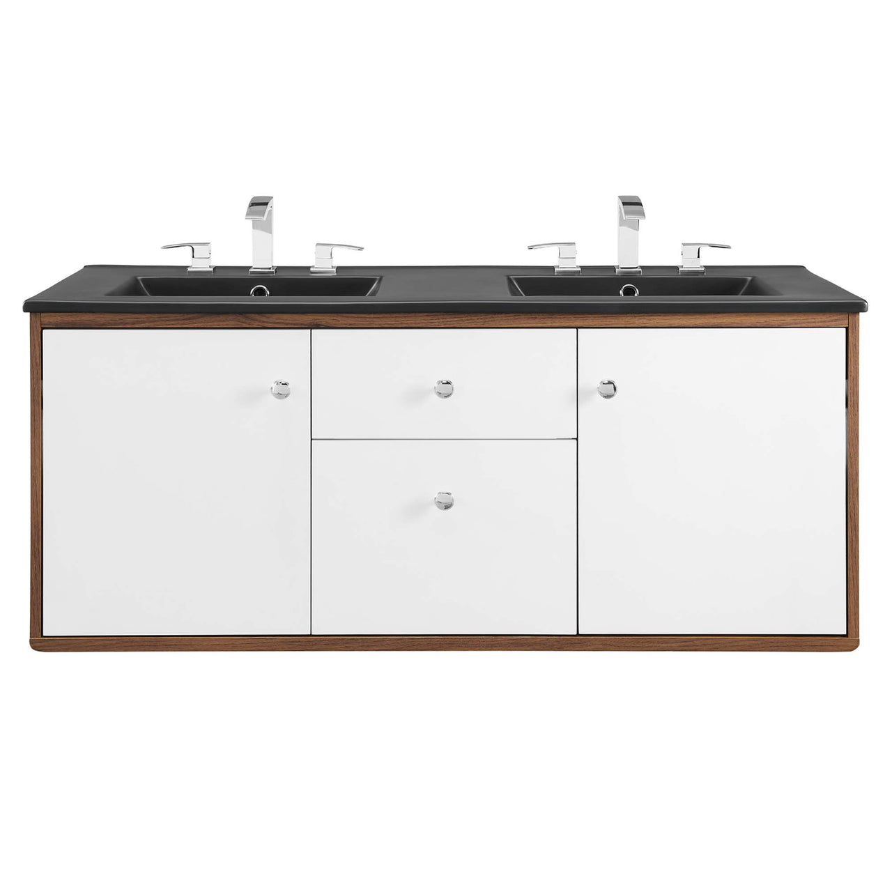 Erisen Floating Vanity Unit, Extra Large, Walnut & Black