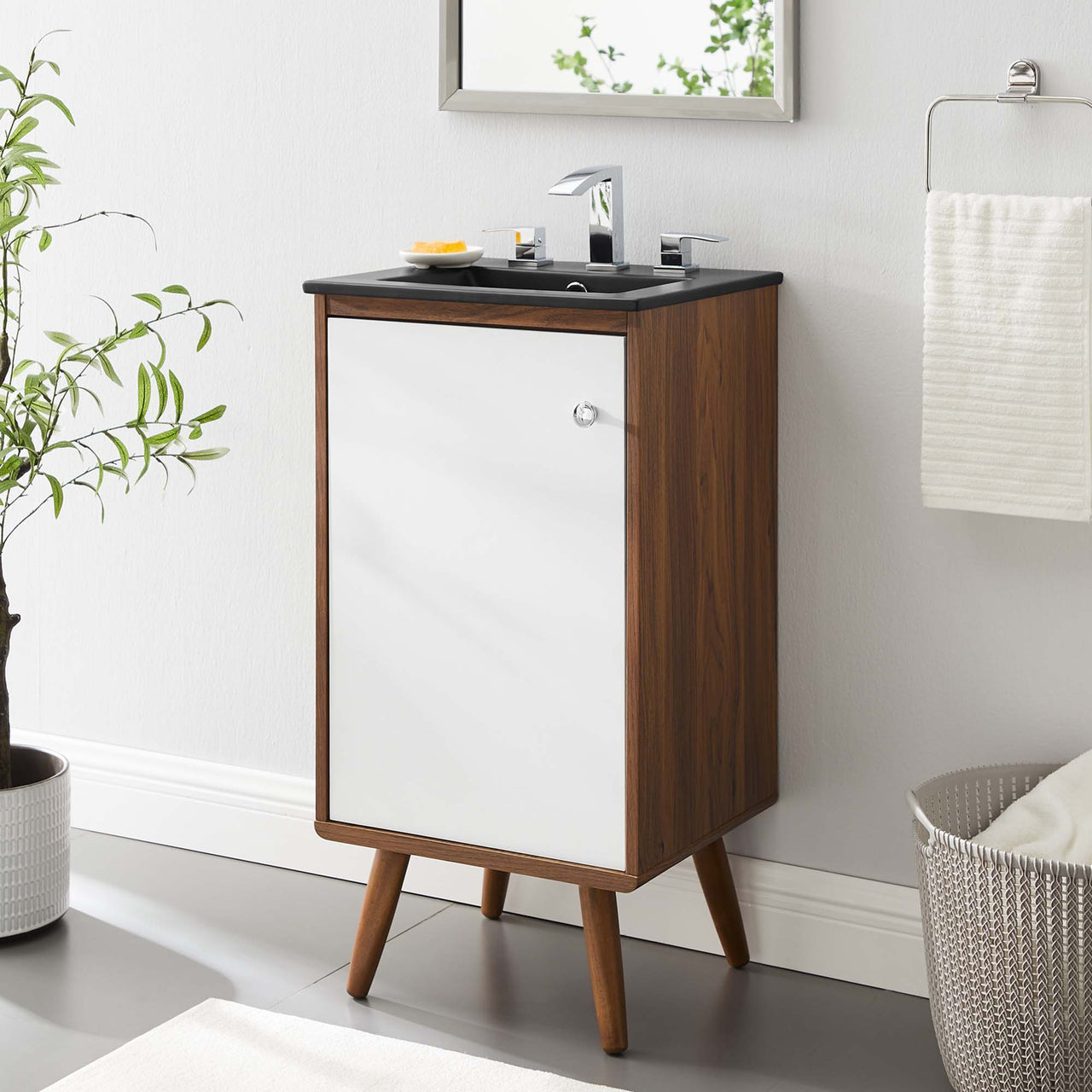 Erisen Vanity Unit, Extra Small, Walnut & Black