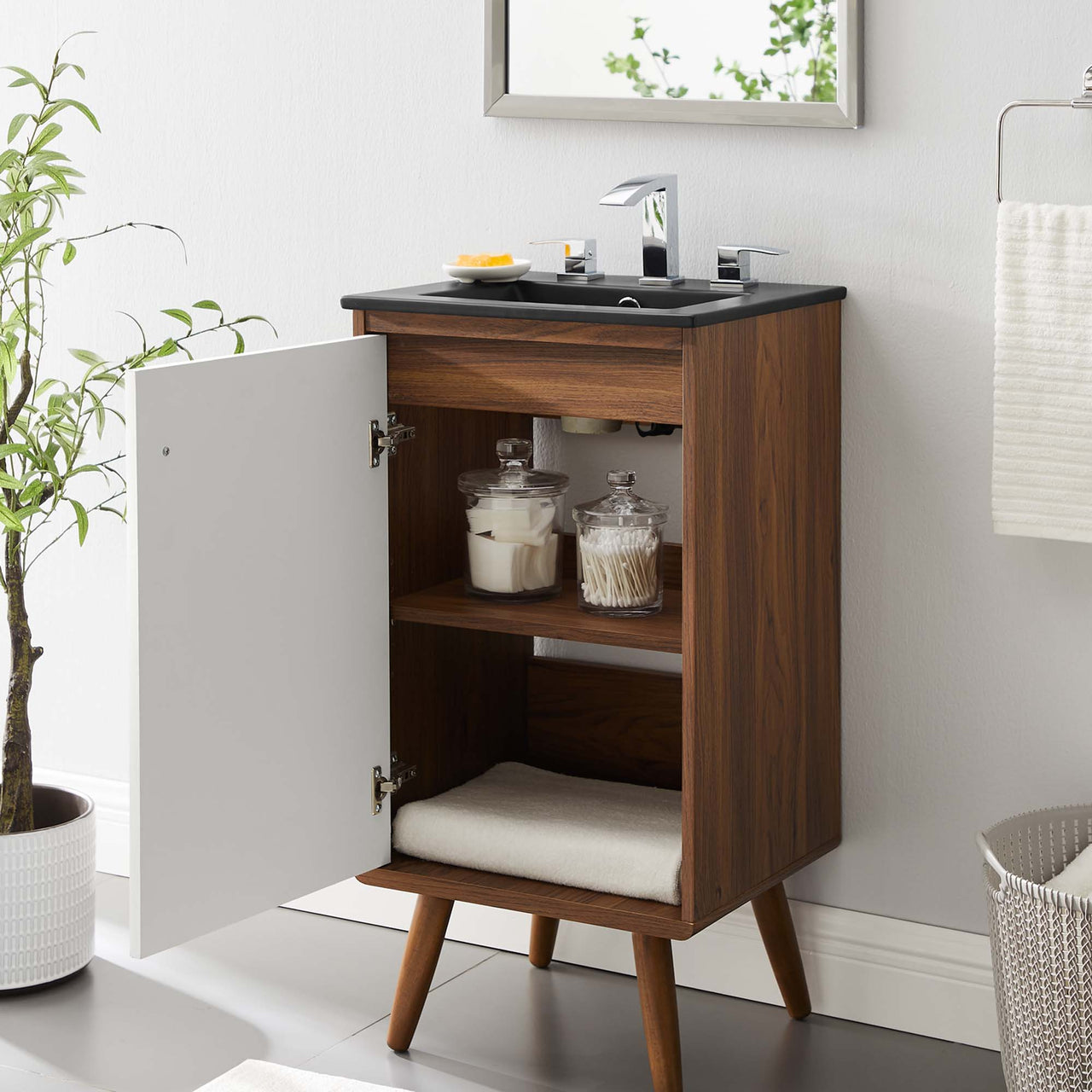 Erisen Vanity Unit, Extra Small, Walnut & Black