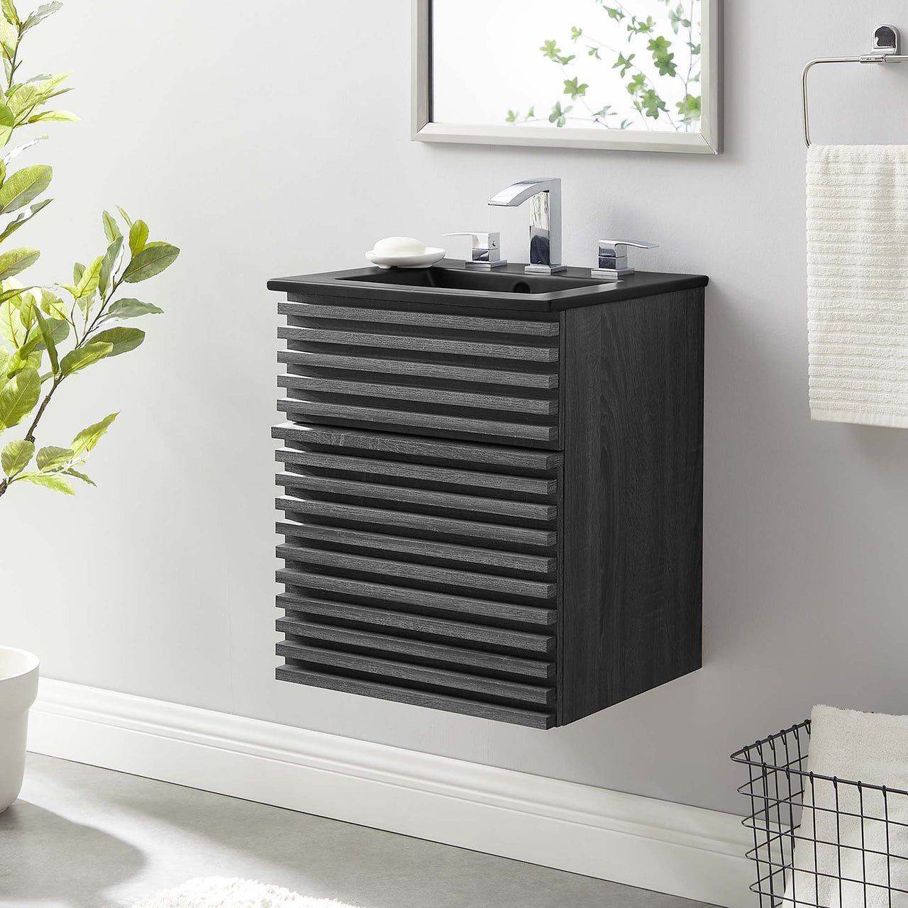 Ventra Floating Vanity Unit, Extra Small, Charcoal & Black