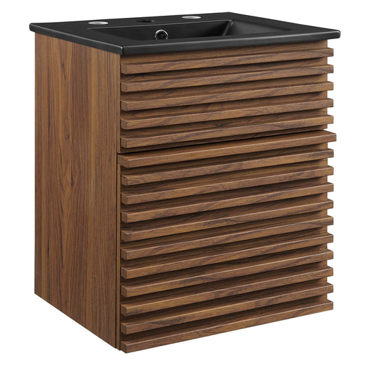 Ventra Floating Vanity Unit, Extra Small, Walnut & Black