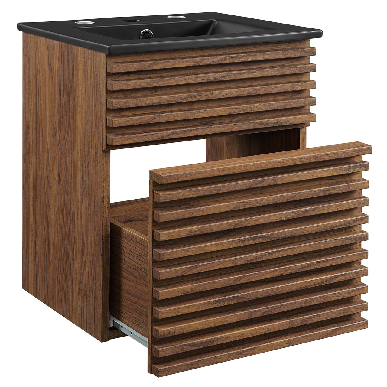 Ventra Floating Vanity Unit, Extra Small, Walnut & Black