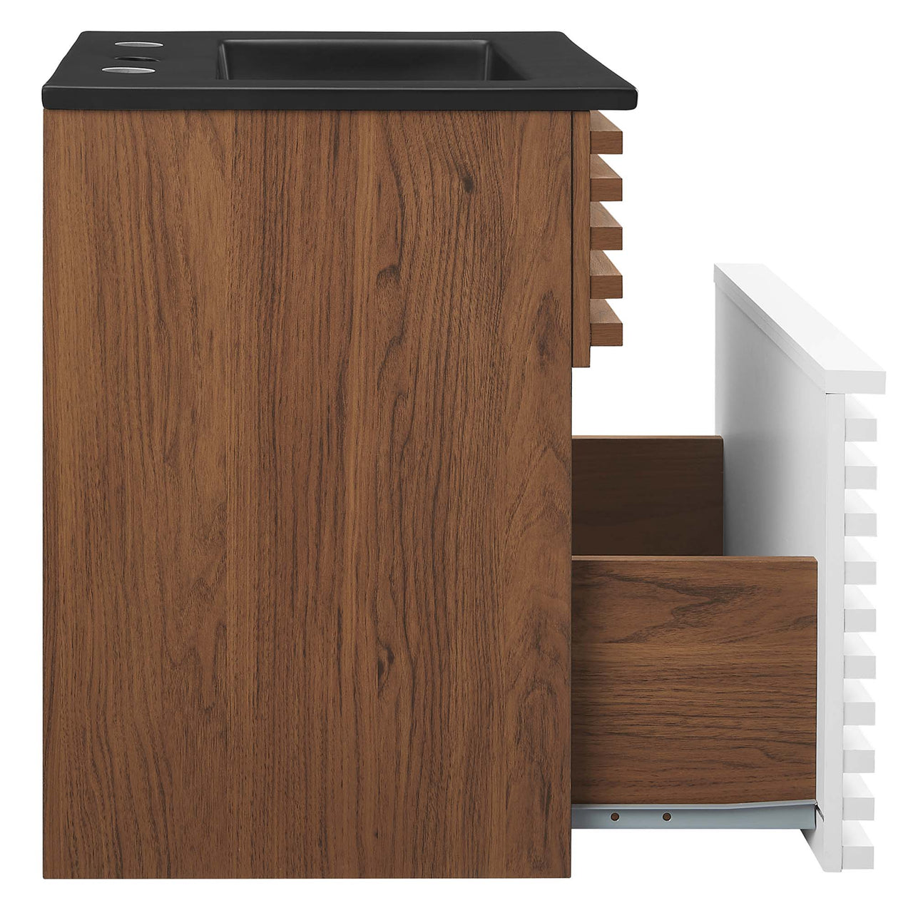 Ventra Floating Vanity Unit, Extra Small, White, Walnut and Black