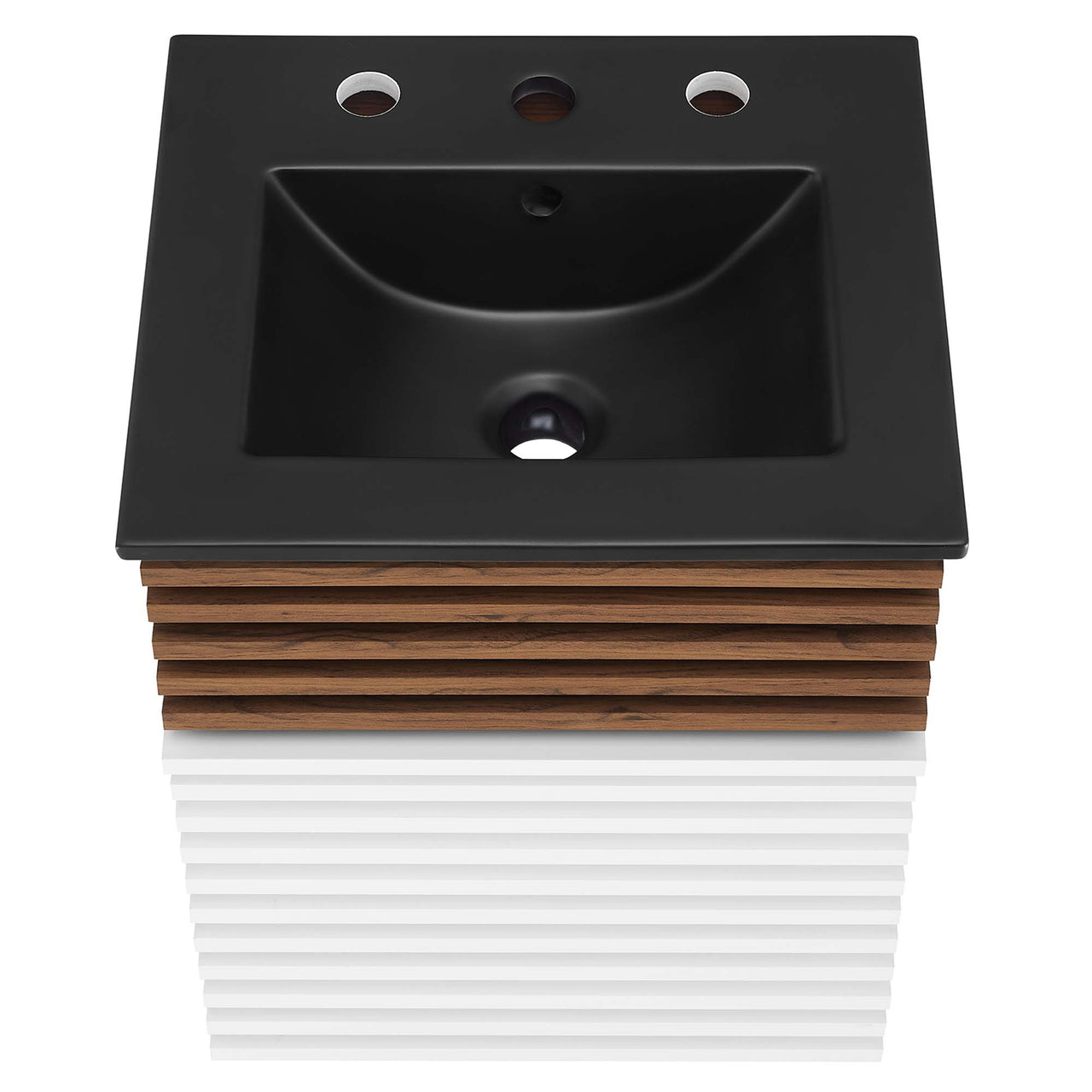 Ventra Floating Vanity Unit, Extra Small, White, Walnut and Black