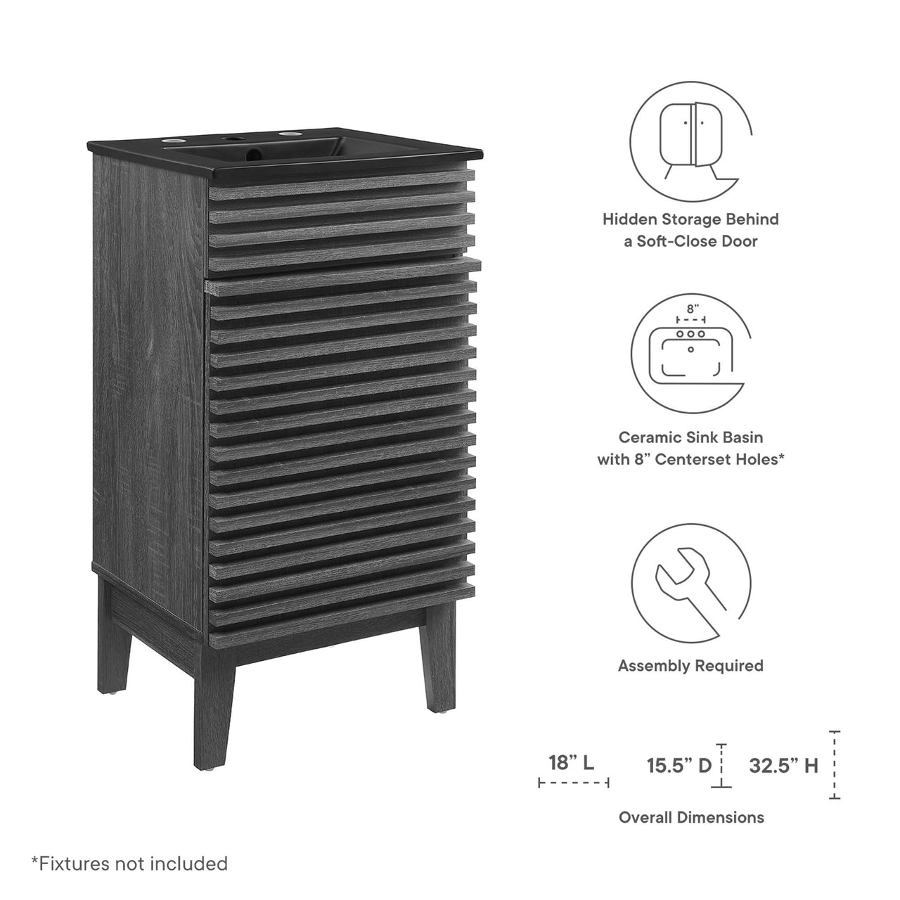 Ventra Vanity Unit, Extra Small, Charcoal & Black