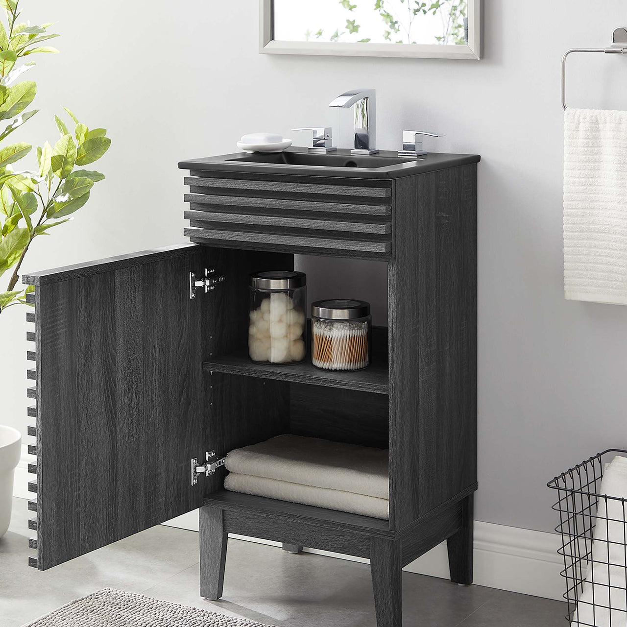 Ventra Vanity Unit, Extra Small, Charcoal & Black