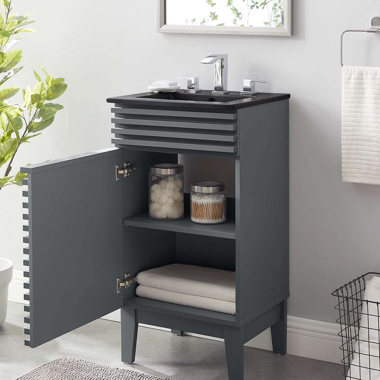Ventra Vanity Unit, Extra Small, Gray & Black