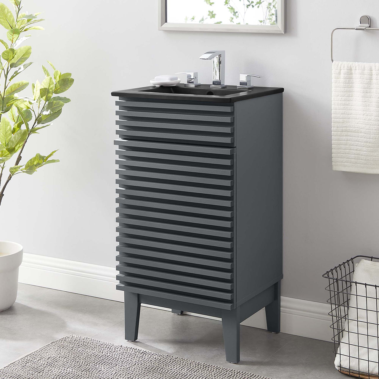 Ventra Vanity Unit, Extra Small, Gray & Black