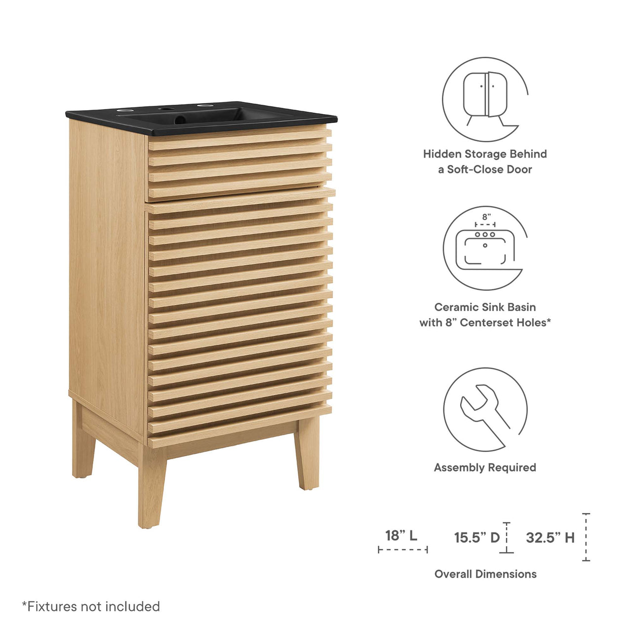 Ventra Vanity Unit, Extra Small, Oak & Black