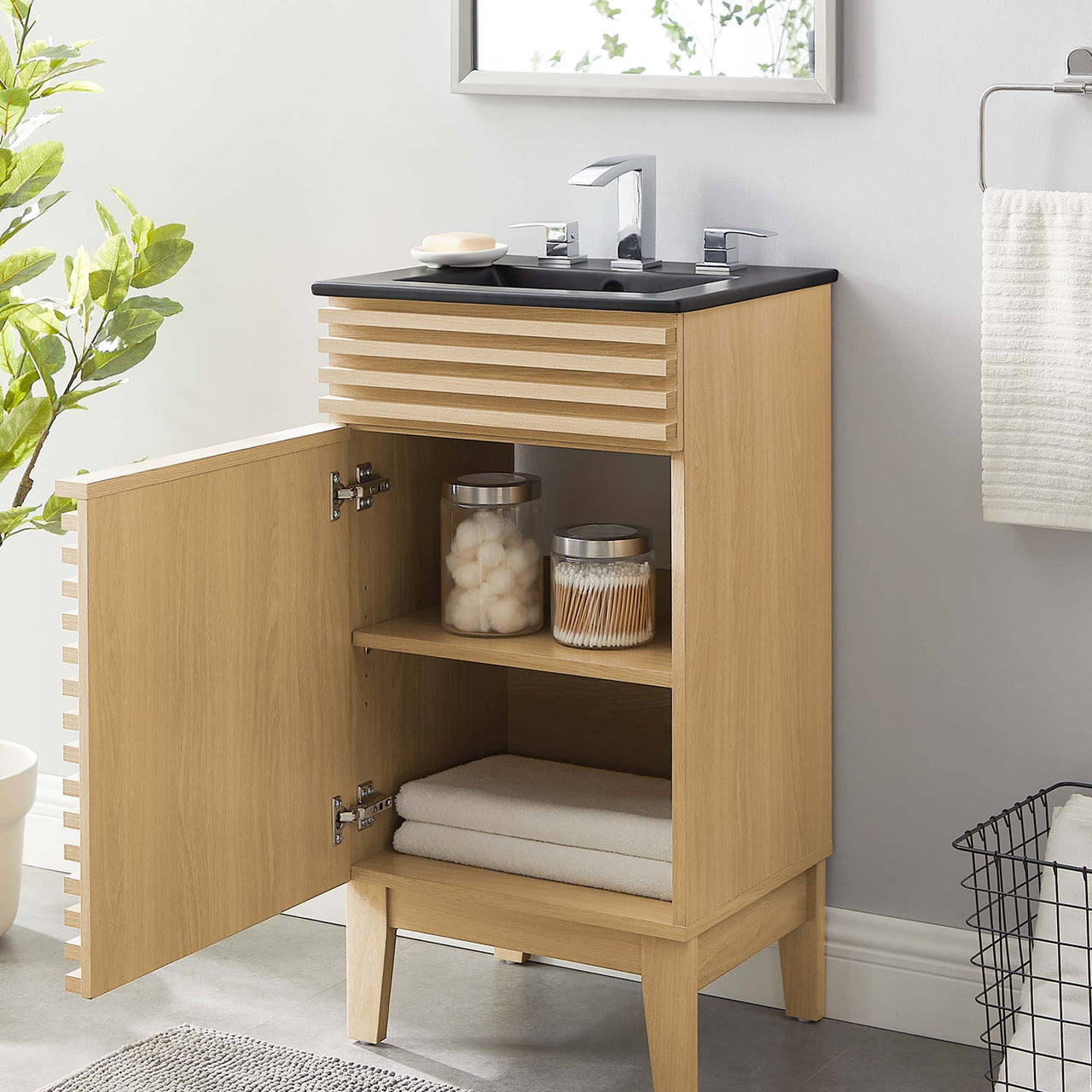 Ventra Vanity Unit, Extra Small, Oak & Black