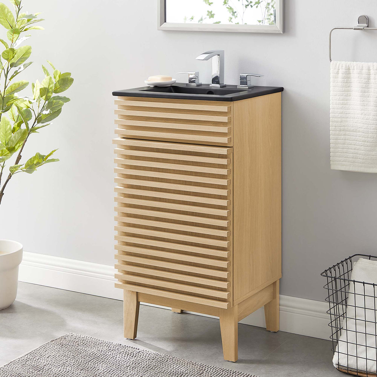 Ventra Vanity Unit, Extra Small, Oak & Black