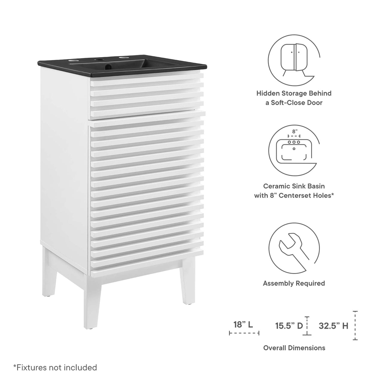 Ventra Vanity Unit, Extra Small, White & Black