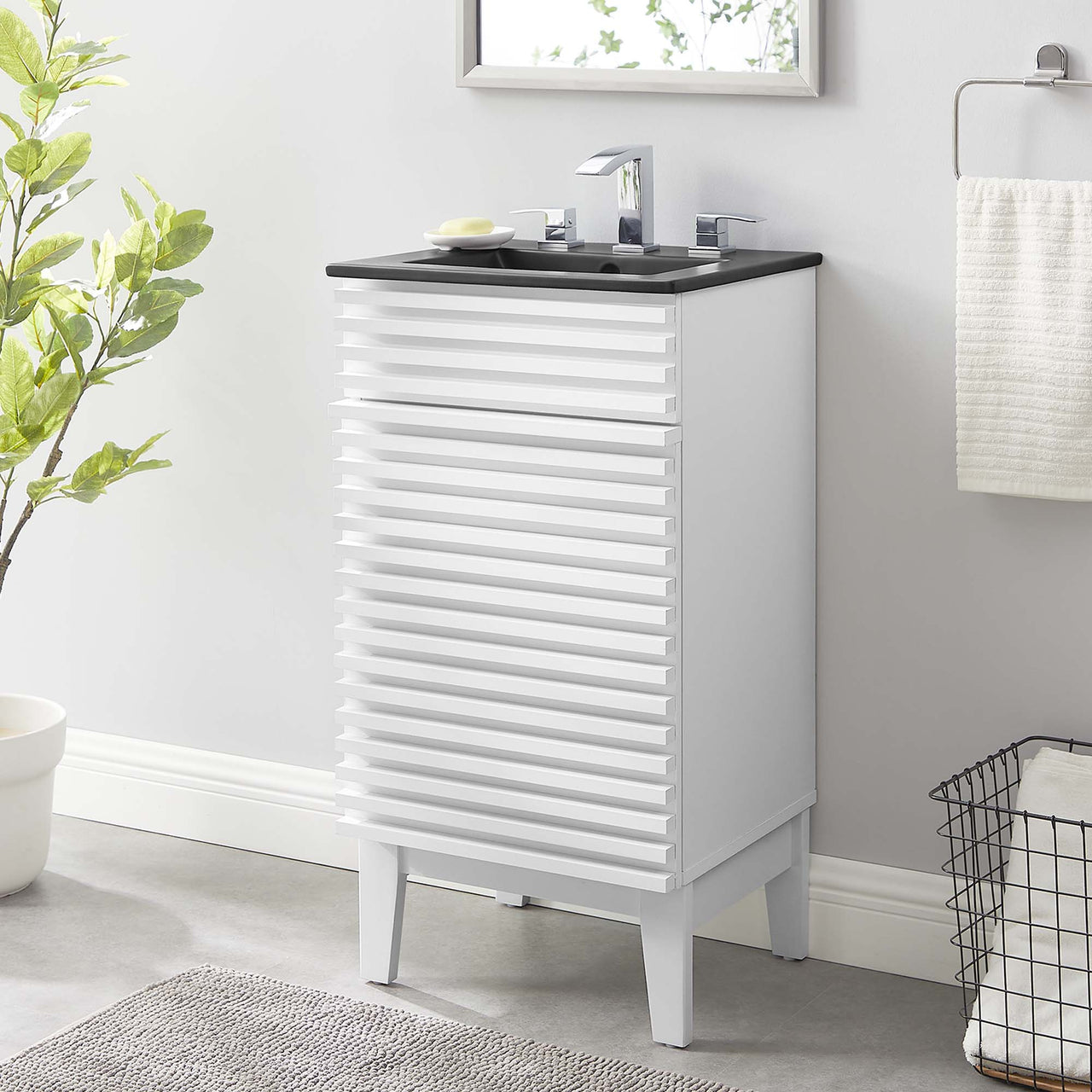 Ventra Vanity Unit, Extra Small, White & Black