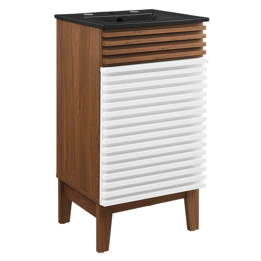 Ventra Vanity Unit, Extra Small, White, Walnut and Black