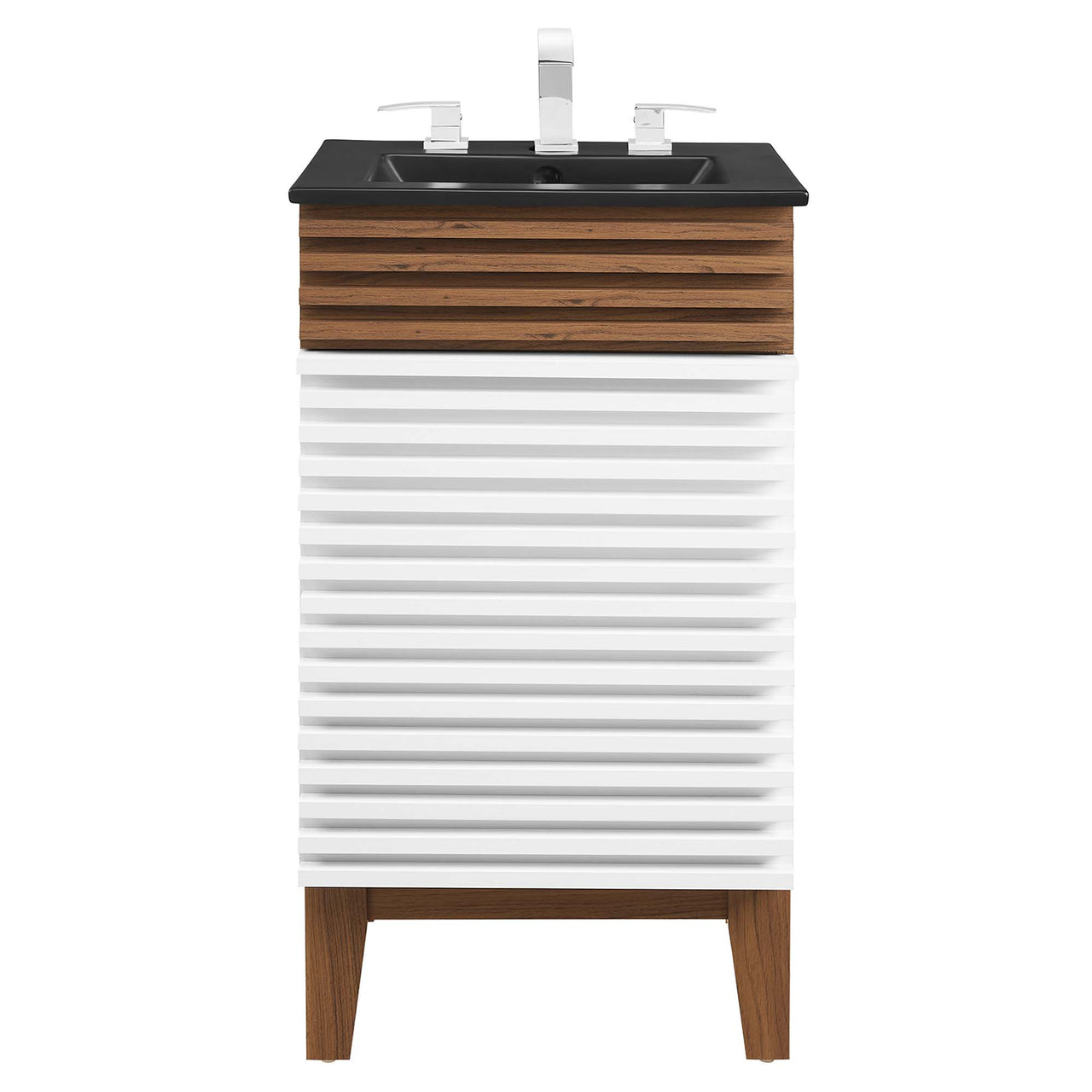 Ventra Vanity Unit, Extra Small, White, Walnut and Black