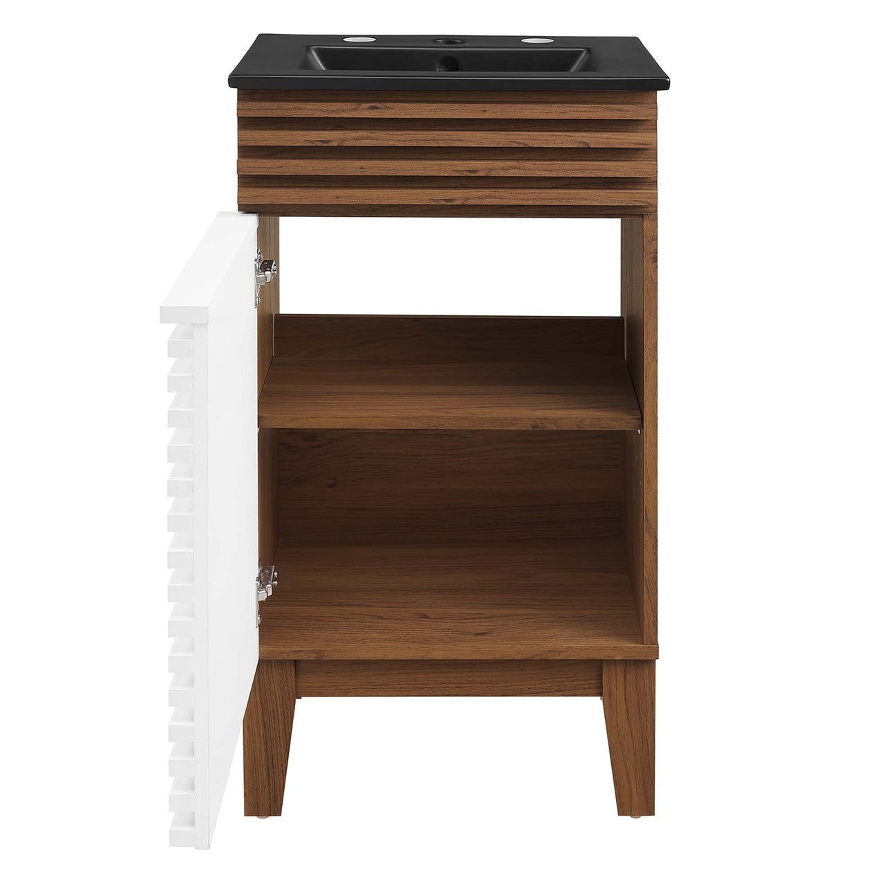 Ventra Vanity Unit, Extra Small, White, Walnut and Black
