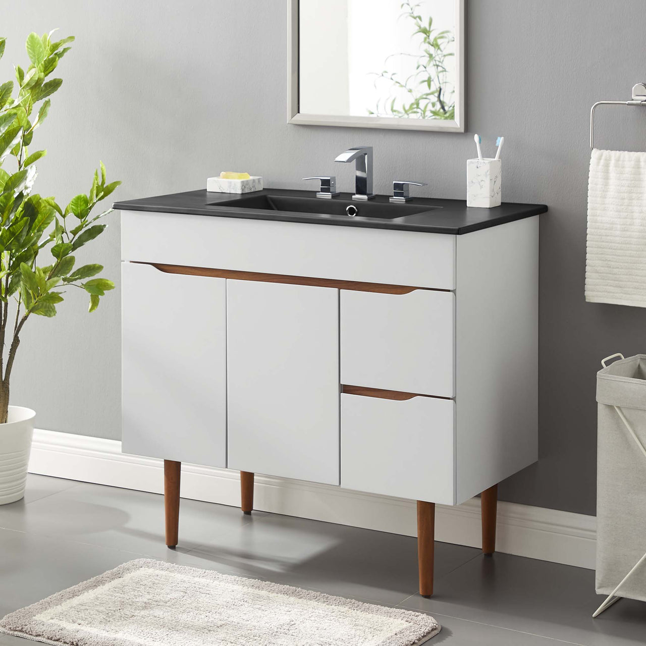 Arwyn Vanity Unit, Large, Gray & Black