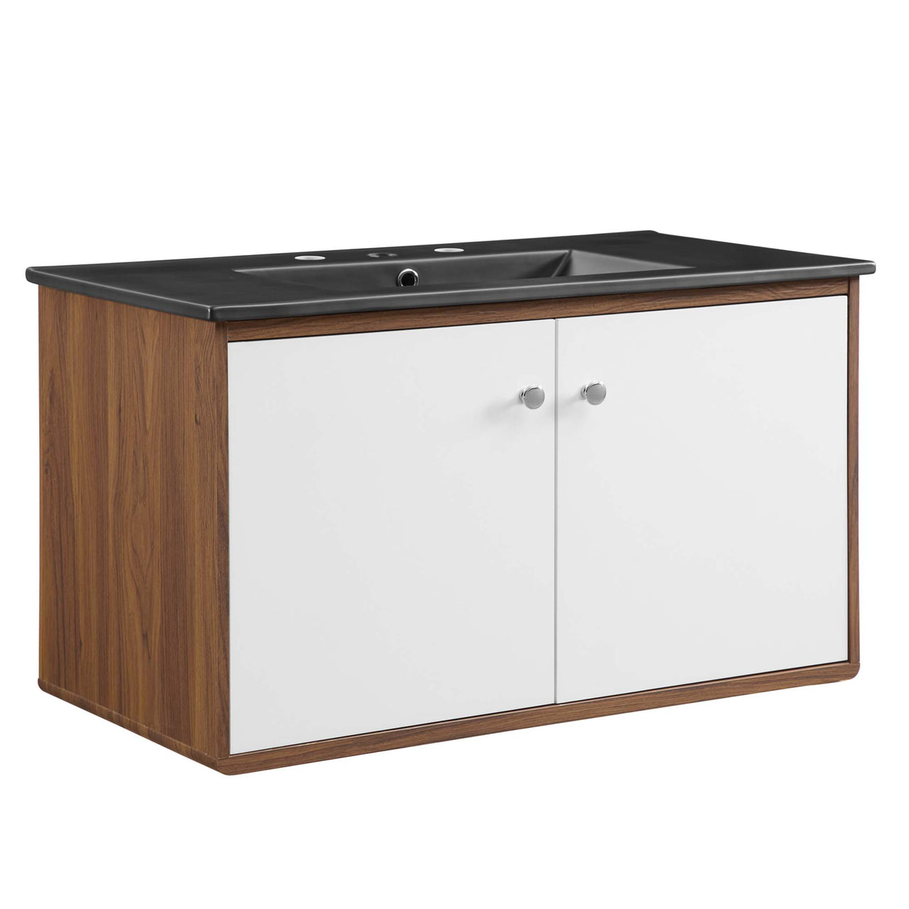 Erisen Floating Vanity Unit, Large, Walnut & Black