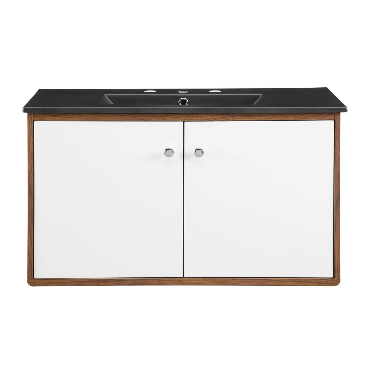 Erisen Floating Vanity Unit, Large, Walnut & Black