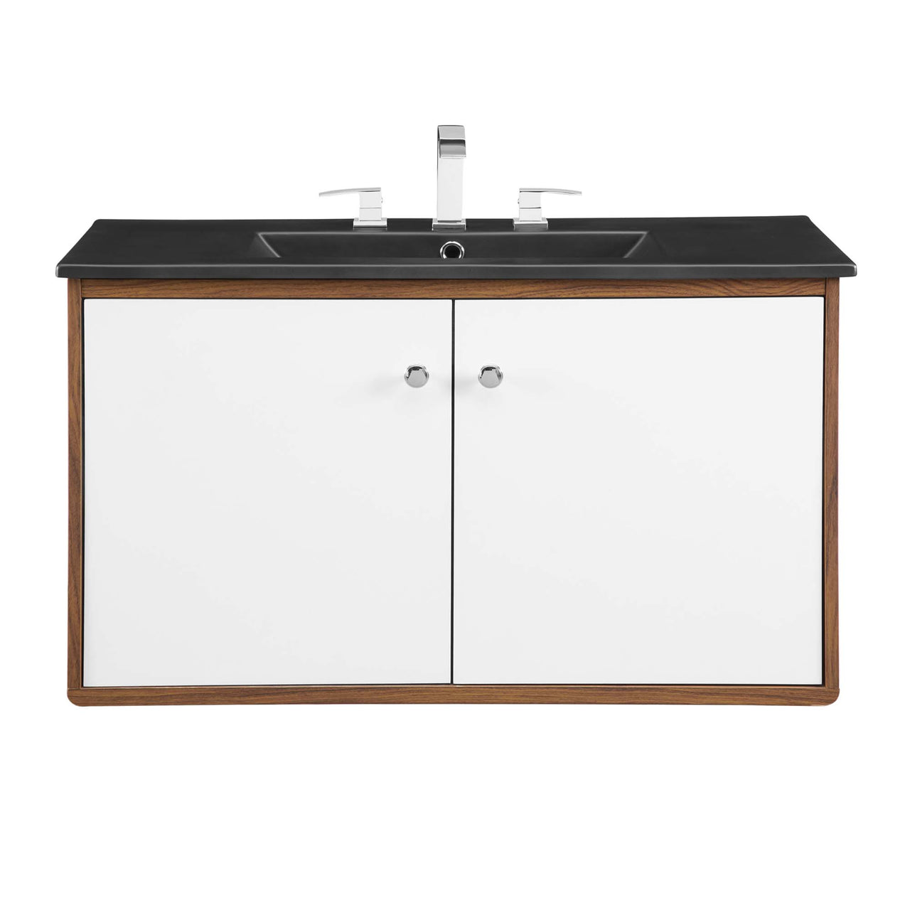 Erisen Floating Vanity Unit, Large, Walnut & Black