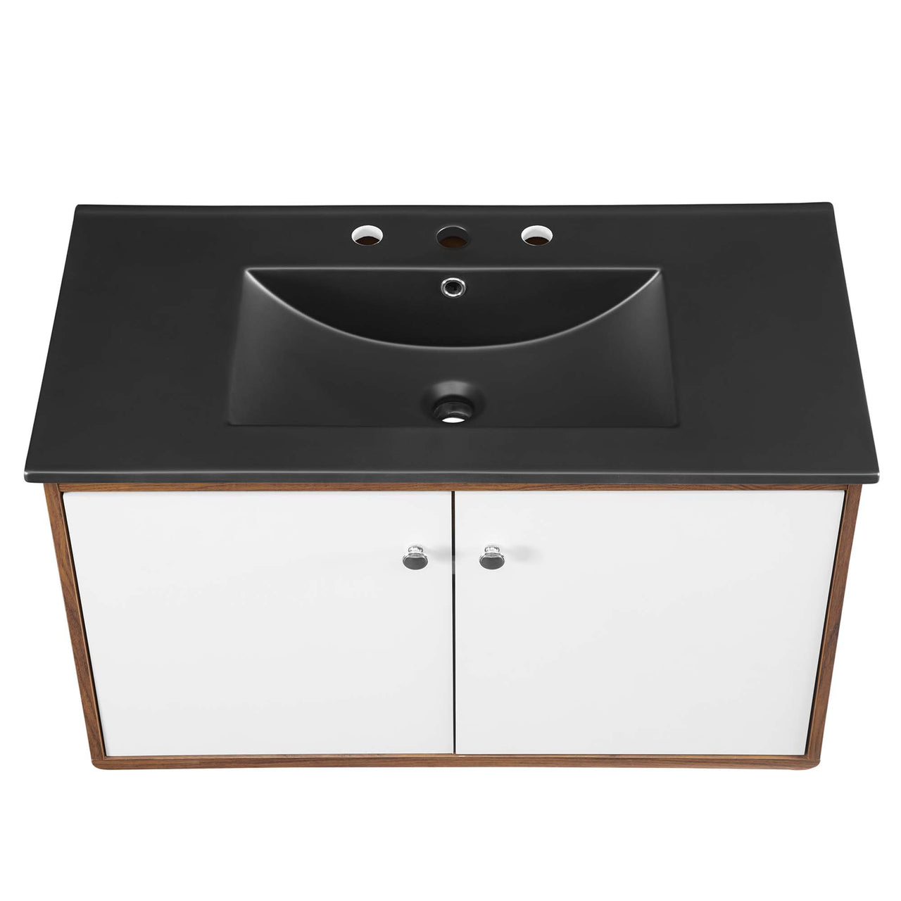 Erisen Floating Vanity Unit, Large, Walnut & Black