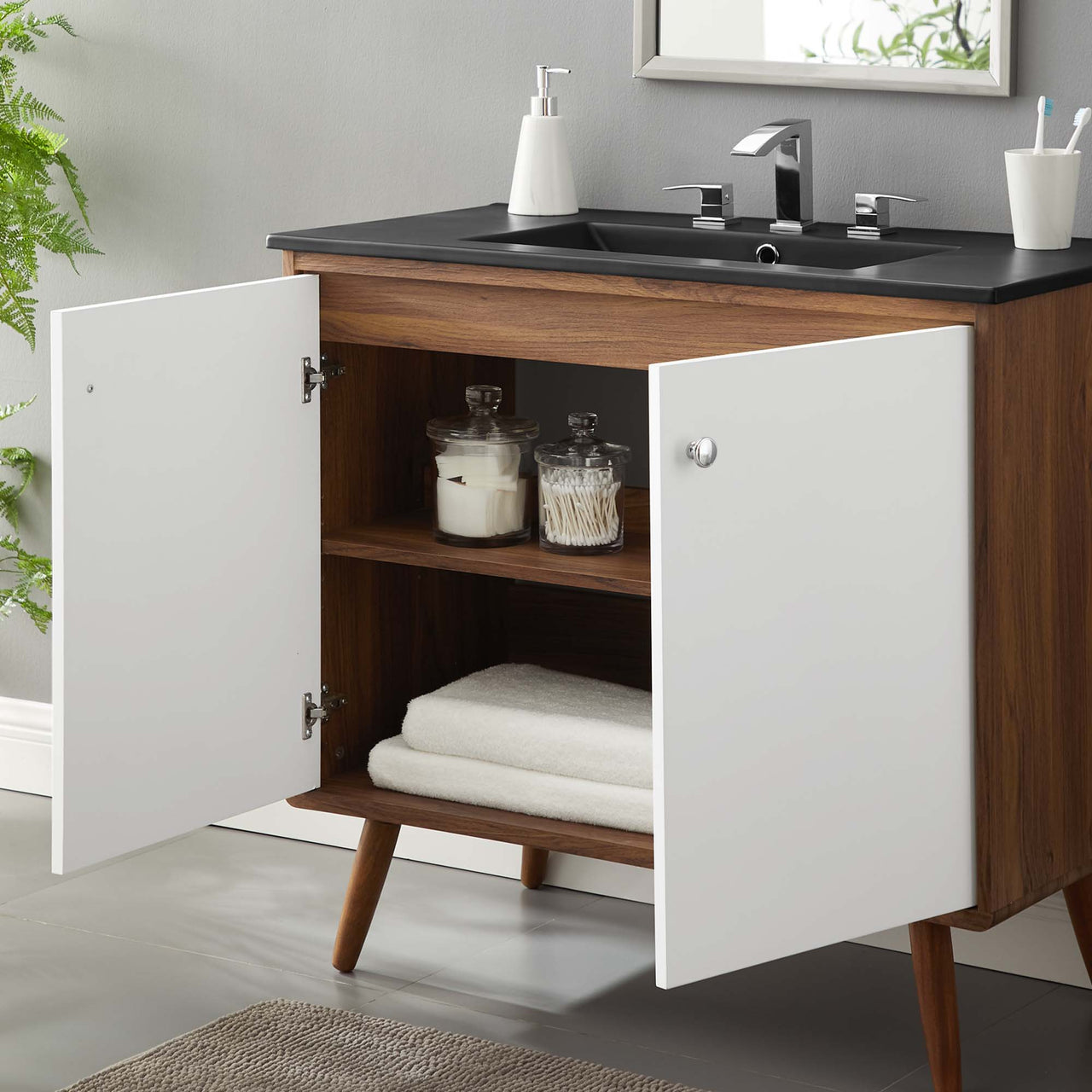 Erisen Vanity Unit, Large, Walnut & Black