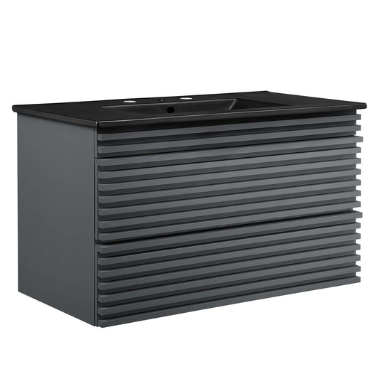 Ventra Floating Vanity Unit, Large, Gray & Black