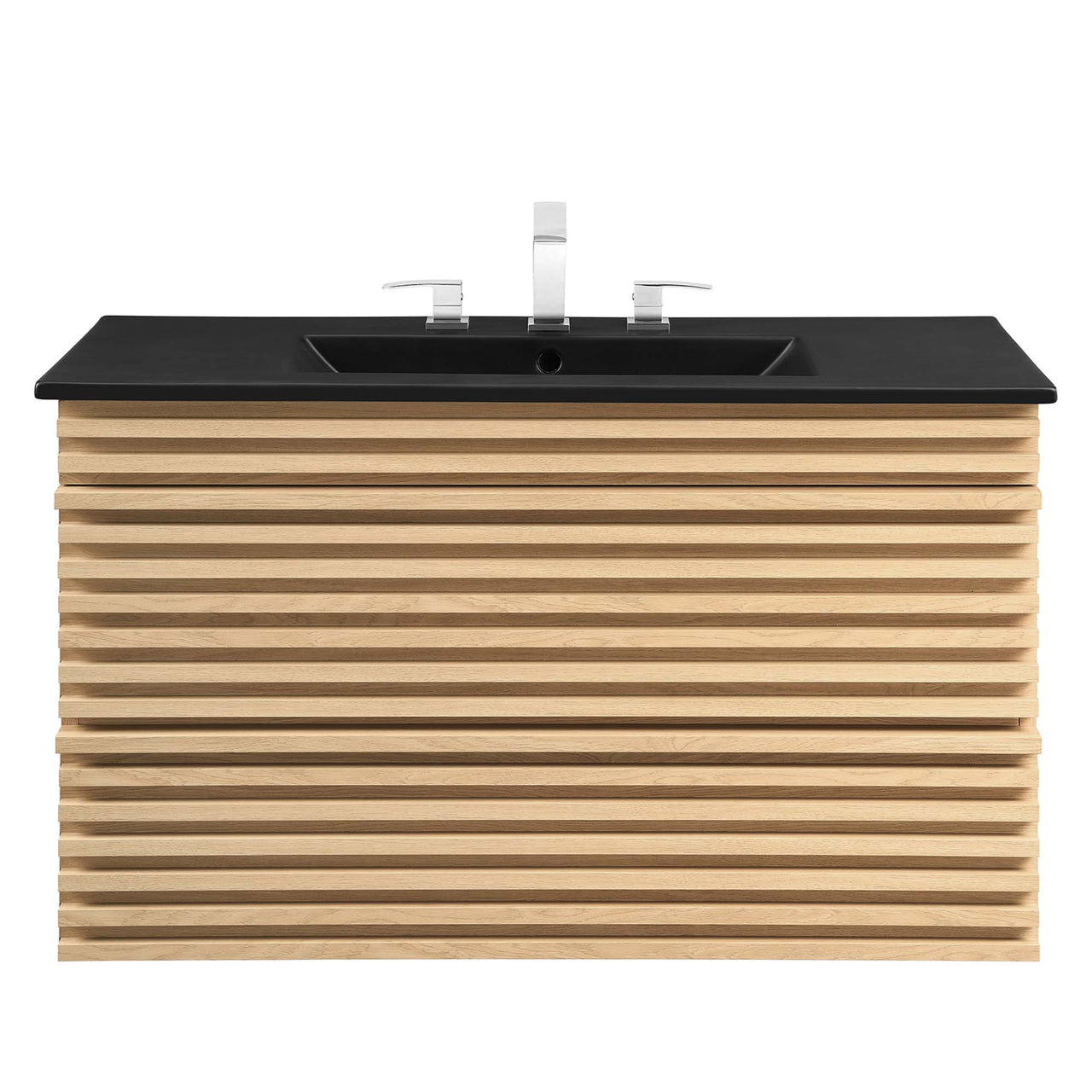 Ventra Floating Vanity Unit, Large, Oak & Black