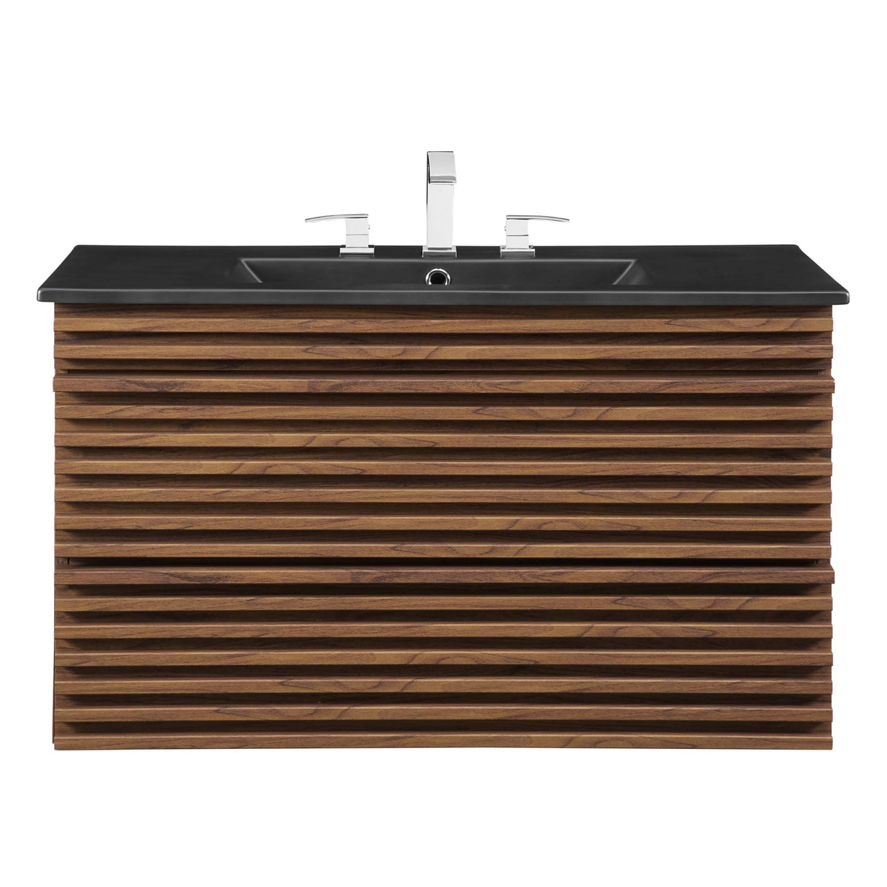 Ventra Floating Vanity Unit, Large, Walnut & Black