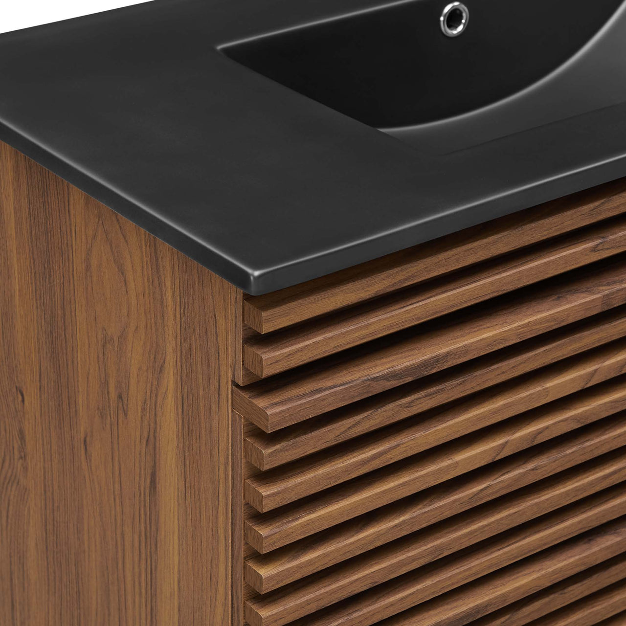 Ventra Floating Vanity Unit, Large, Walnut & Black