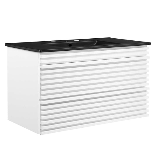Ventra Floating Vanity Unit, Large, White & Black