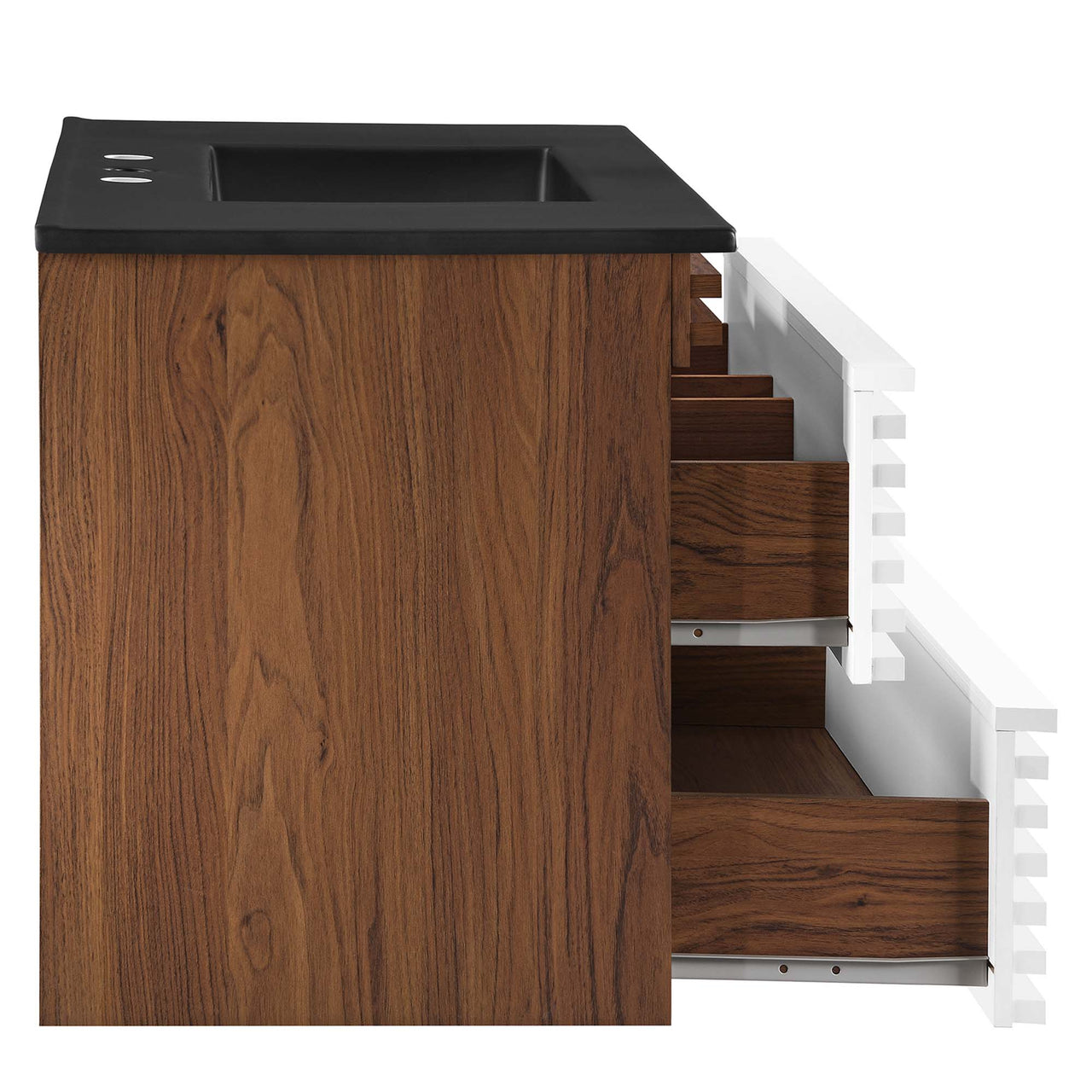 Ventra Floating Vanity Unit, Large, White, Walnut and Black