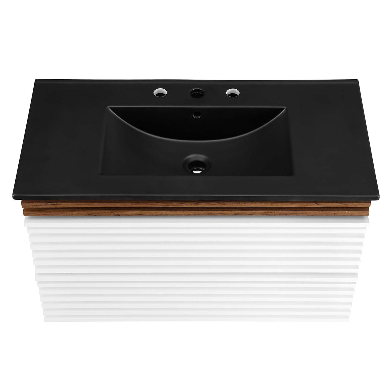 Ventra Floating Vanity Unit, Large, White, Walnut and Black