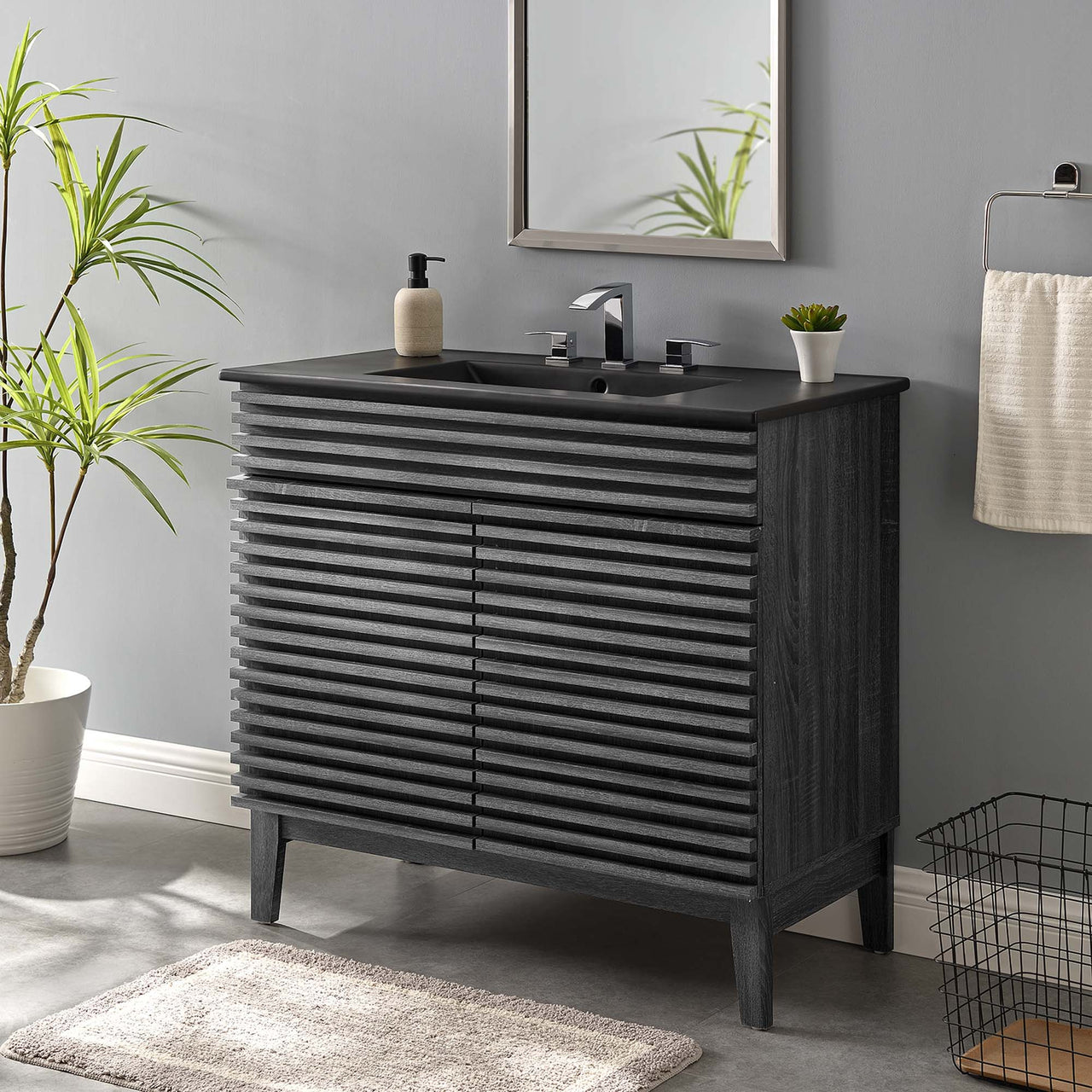 Ventra Vanity Unit, Large, Charcoal & Black