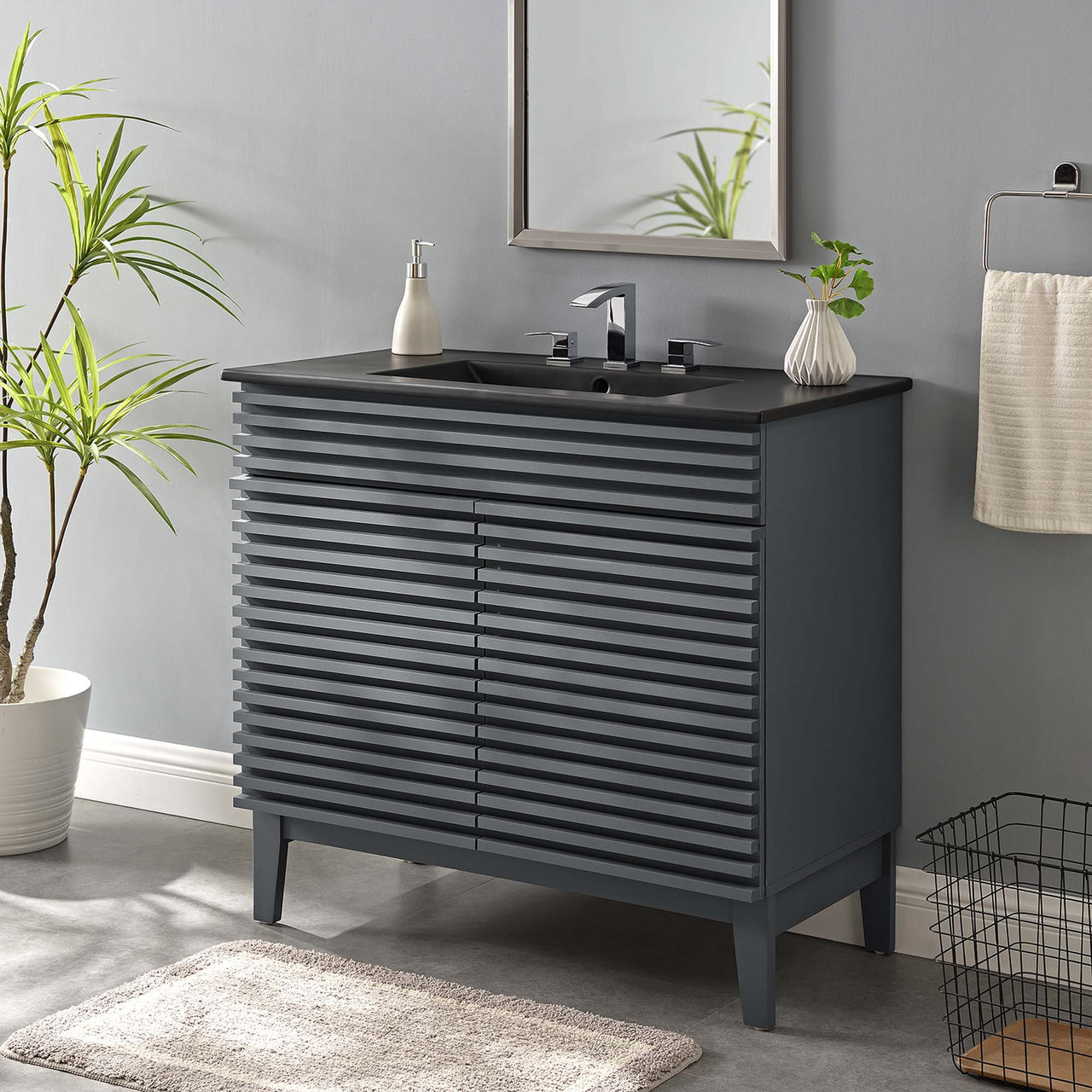 Ventra Vanity Unit, Large, Gray & Black