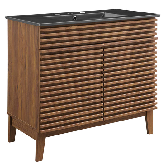Ventra Vanity Unit, Large, Walnut & Black